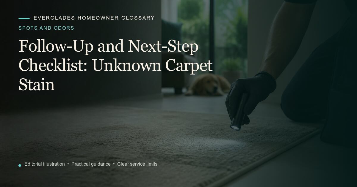 Editorial illustration for Unknown Carpet Stain, part of the spots and odors glossary.