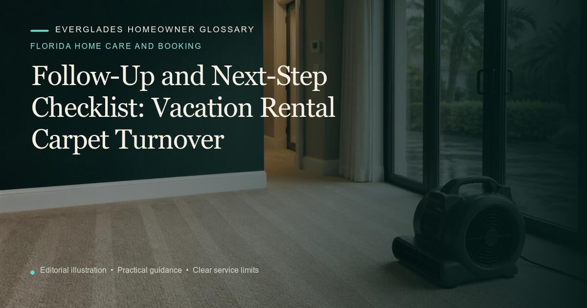 Editorial illustration for Vacation Rental Carpet Turnover, part of the florida home care and booking glossary.