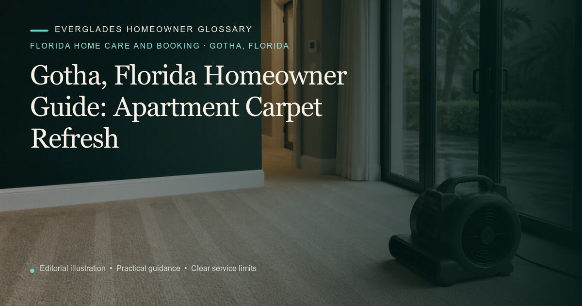 Editorial illustration for Apartment Carpet Refresh, part of the florida home care and booking glossary for homeowners in Gotha, Florida.