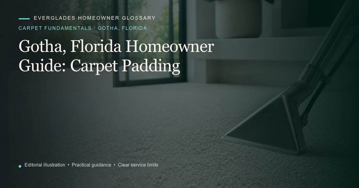 Editorial illustration for Carpet Padding, part of the carpet fundamentals glossary for homeowners in Gotha, Florida.