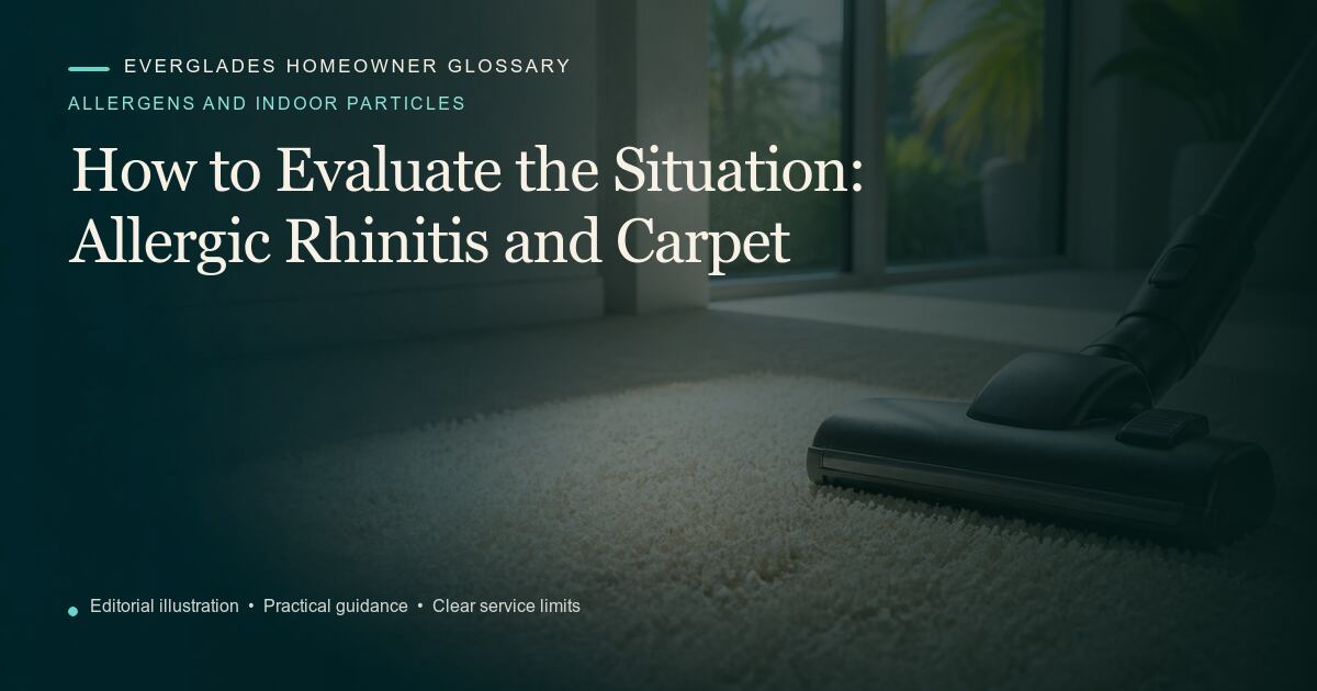 Editorial illustration for Allergic Rhinitis and Carpet, part of the allergens and indoor particles glossary.