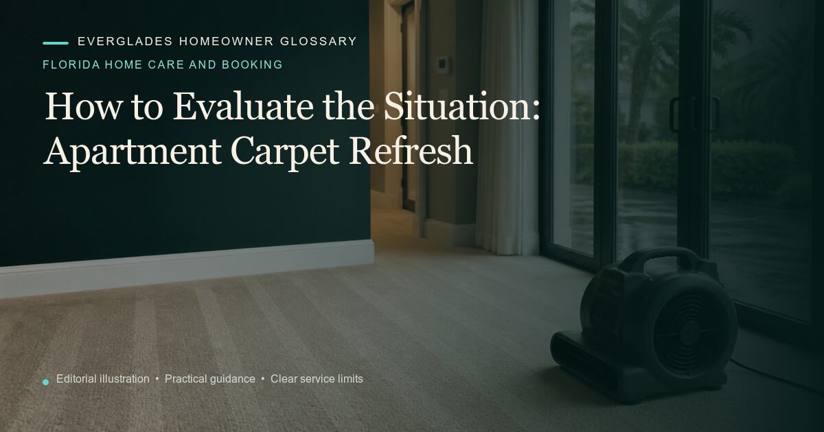 Editorial illustration for Apartment Carpet Refresh, part of the florida home care and booking glossary.
