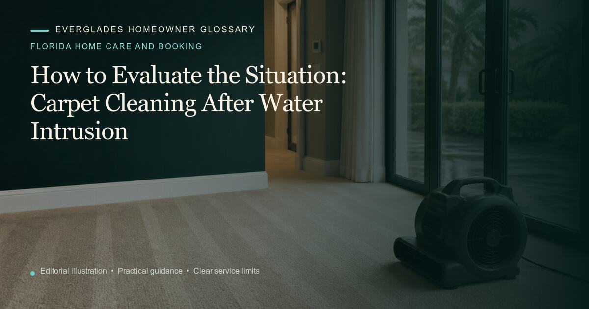 Editorial illustration for Carpet Cleaning After Water Intrusion, part of the florida home care and booking glossary.