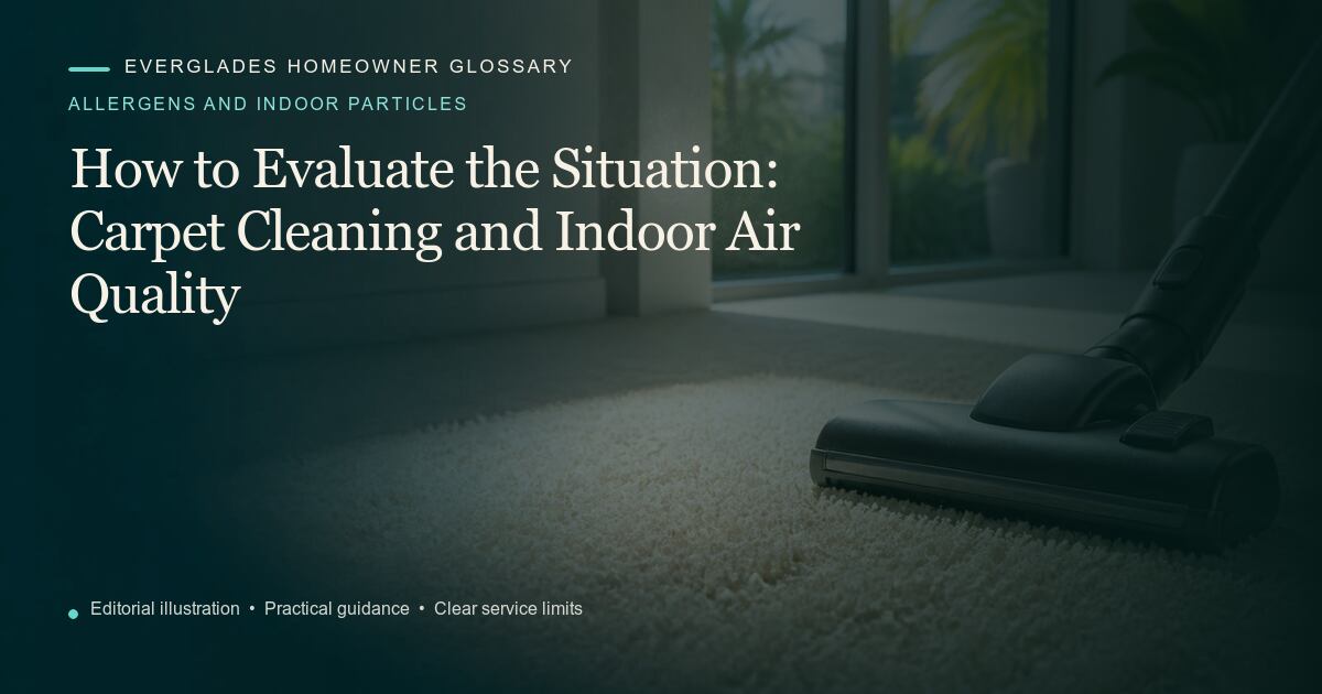 Editorial illustration for Carpet Cleaning and Indoor Air Quality, part of the allergens and indoor particles glossary.