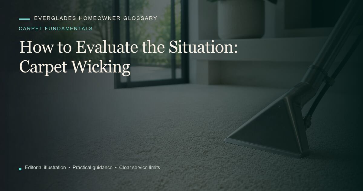 Editorial illustration for Carpet Wicking, part of the carpet fundamentals glossary.