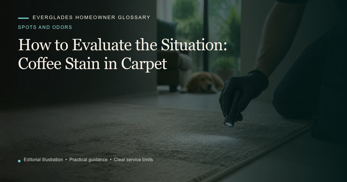 Editorial illustration for Coffee Stain in Carpet, part of the spots and odors glossary.