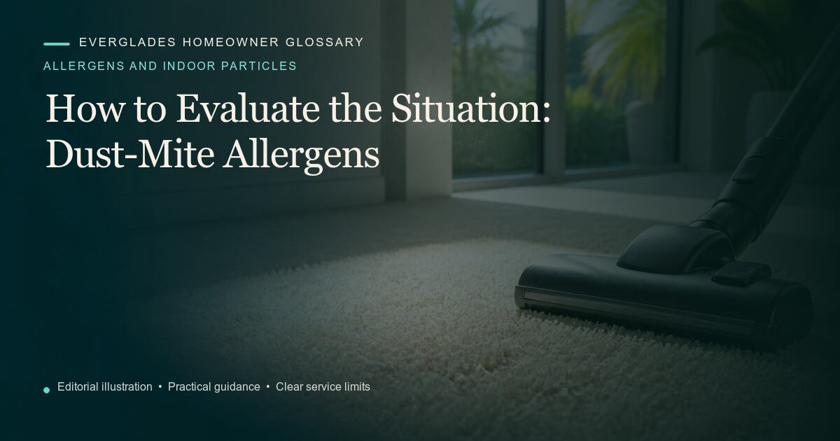 Editorial illustration for Dust-Mite Allergens, part of the allergens and indoor particles glossary.