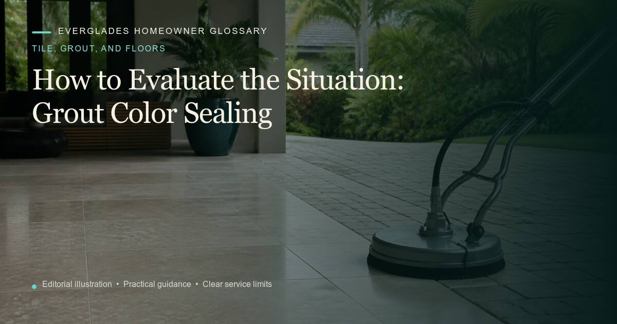 Editorial illustration for Grout Color Sealing, part of the tile, grout, and floors glossary.