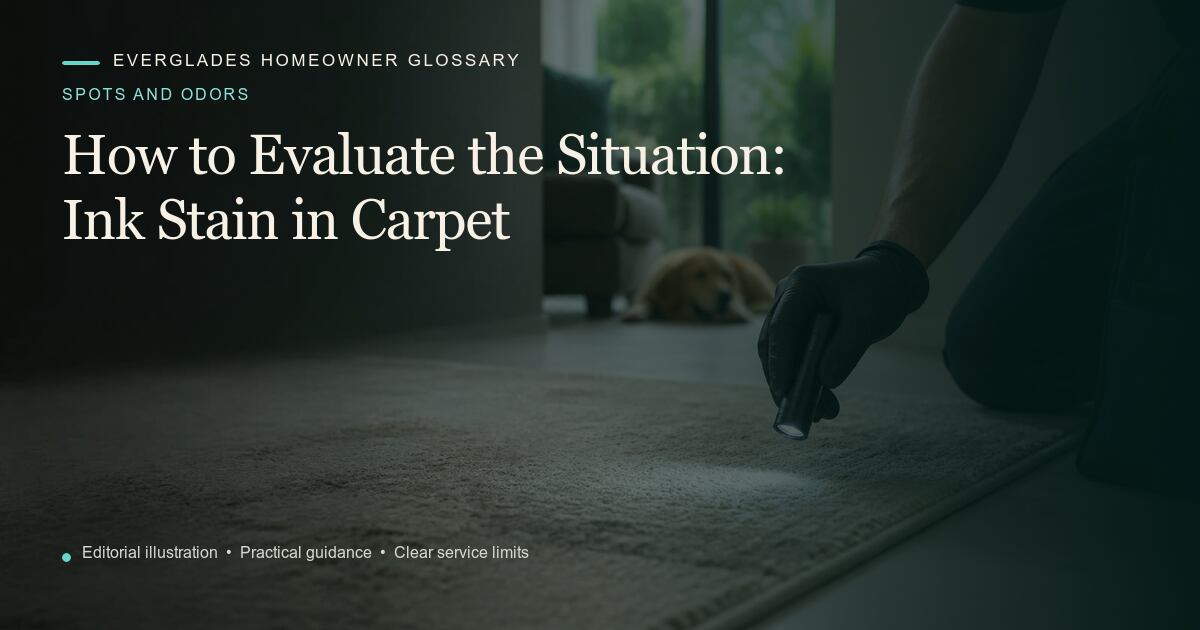 Editorial illustration for Ink Stain in Carpet, part of the spots and odors glossary.
