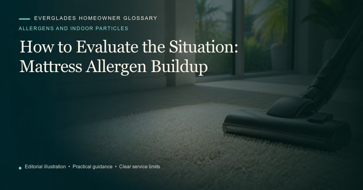 Editorial illustration for Mattress Allergen Buildup, part of the allergens and indoor particles glossary.