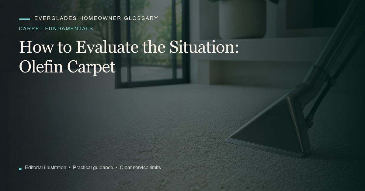 Editorial illustration for Olefin Carpet, part of the carpet fundamentals glossary.