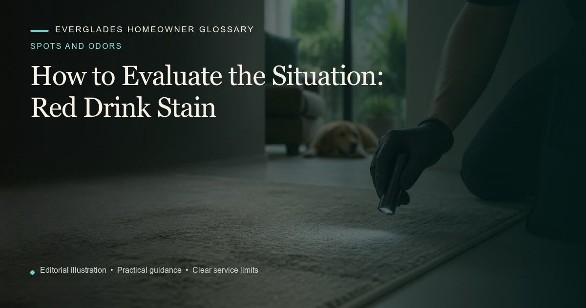 Editorial illustration for Red Drink Stain, part of the spots and odors glossary.