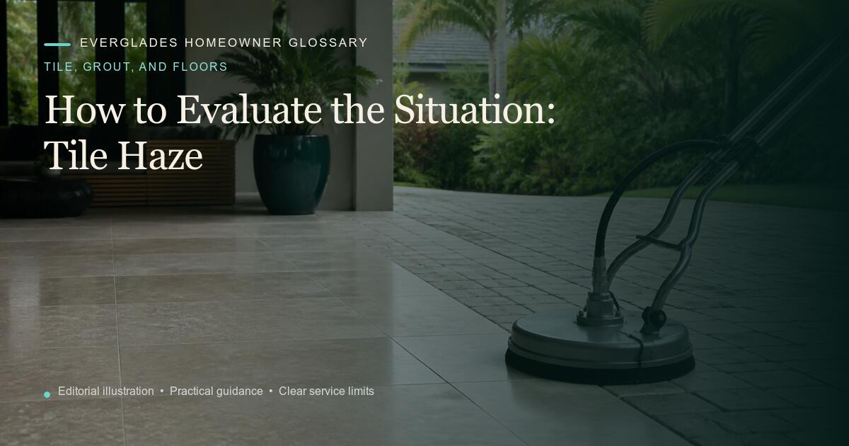 Editorial illustration for Tile Haze, part of the tile, grout, and floors glossary.