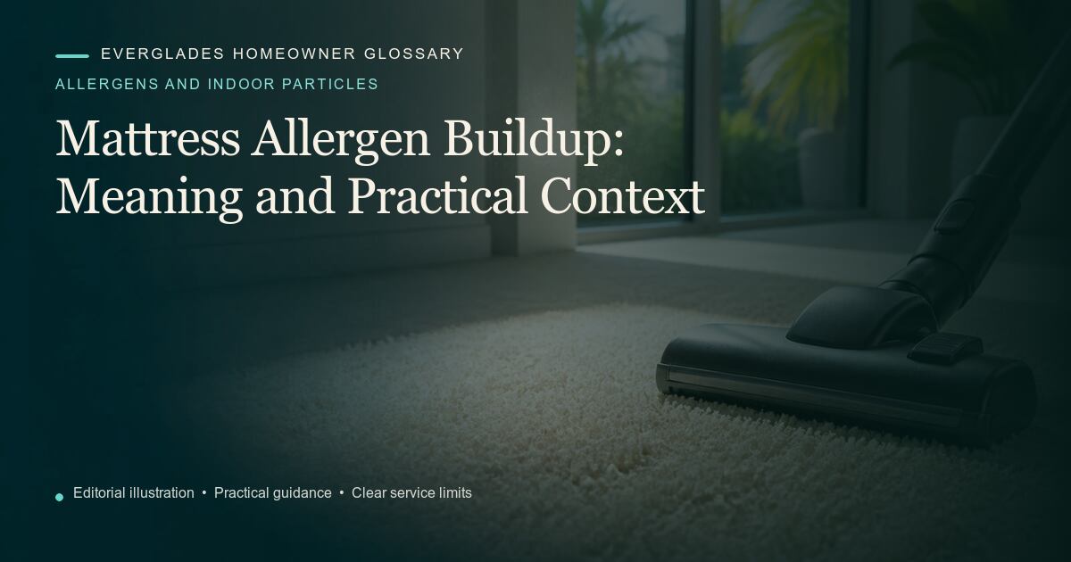 Editorial illustration for Mattress Allergen Buildup, part of the allergens and indoor particles glossary.