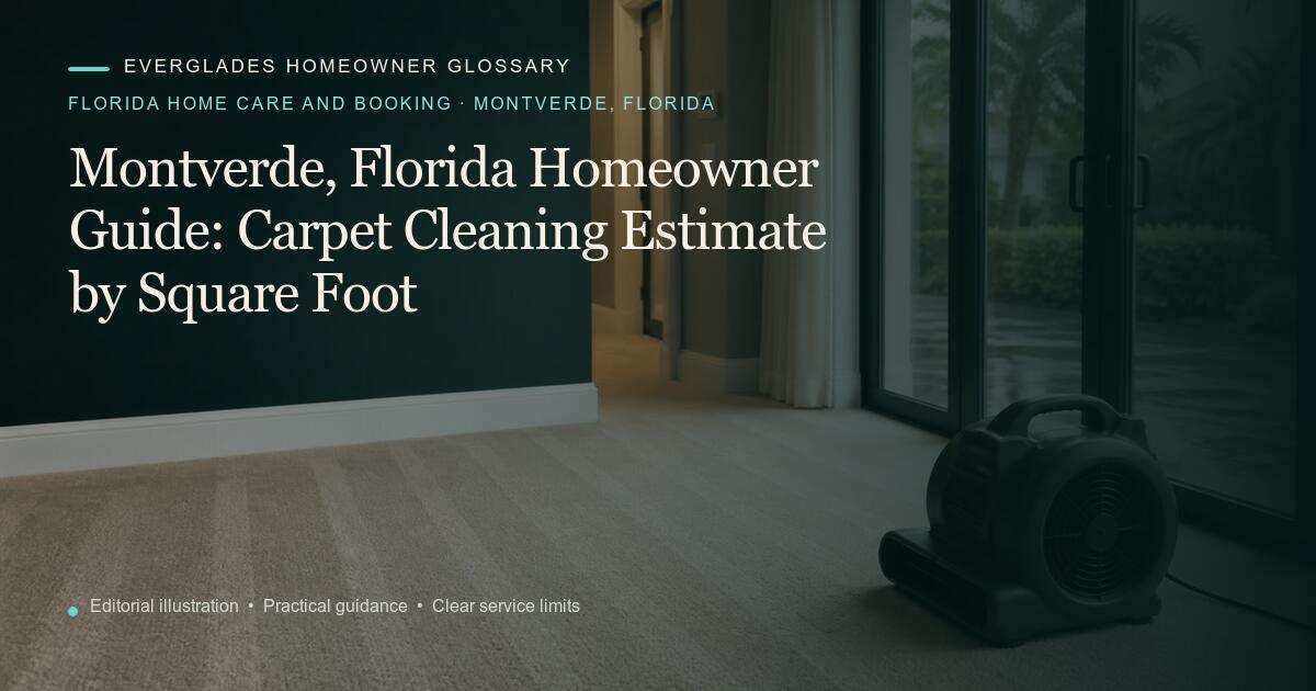 Editorial illustration for Carpet Cleaning Estimate by Square Foot, part of the florida home care and booking glossary for homeowners in Montverde, Florida.