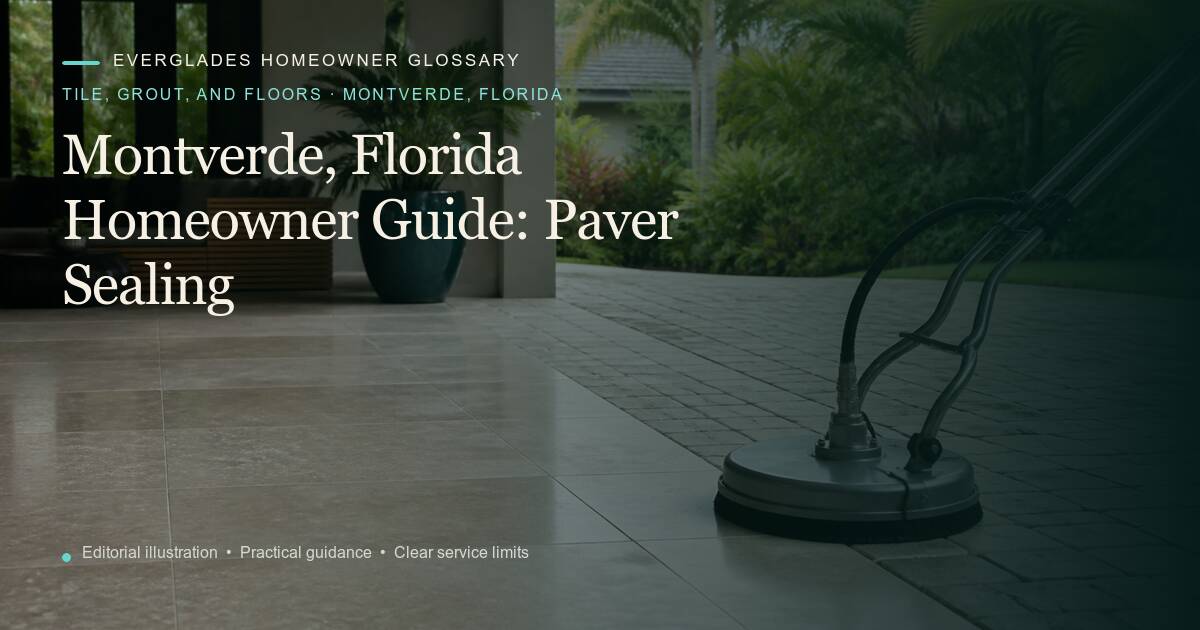 Editorial illustration for Paver Sealing, part of the tile, grout, and floors glossary for homeowners in Montverde, Florida.