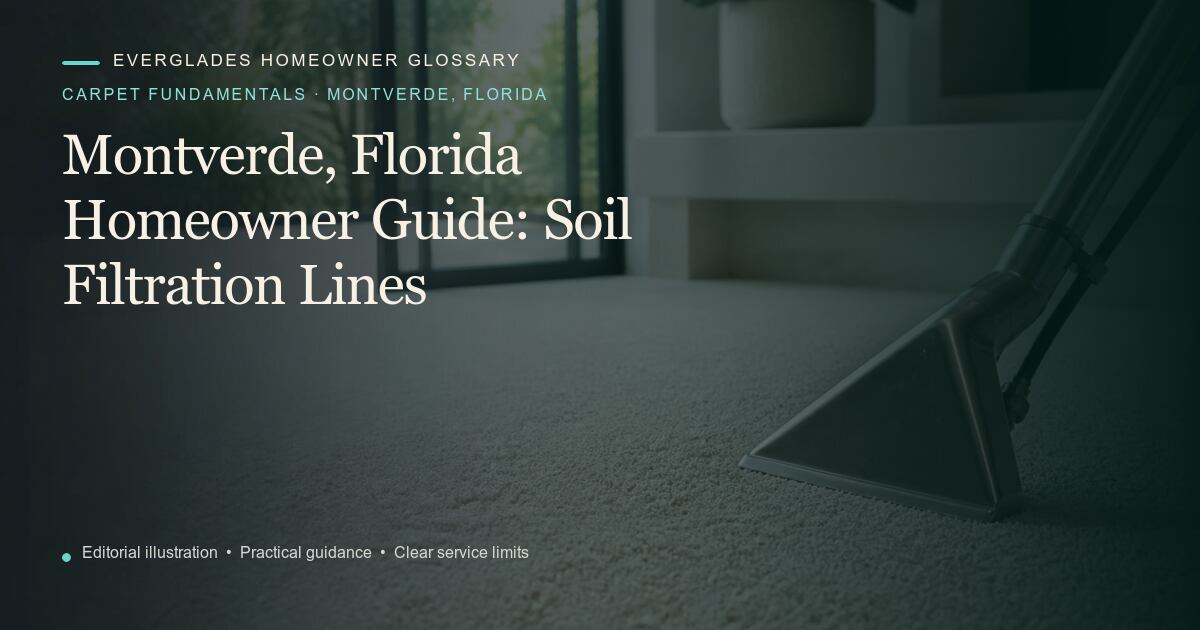 Editorial illustration for Soil Filtration Lines, part of the carpet fundamentals glossary for homeowners in Montverde, Florida.