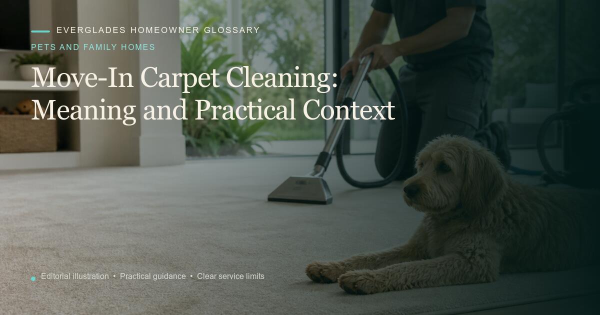 Editorial illustration for Move-In Carpet Cleaning, part of the pets and family homes glossary.