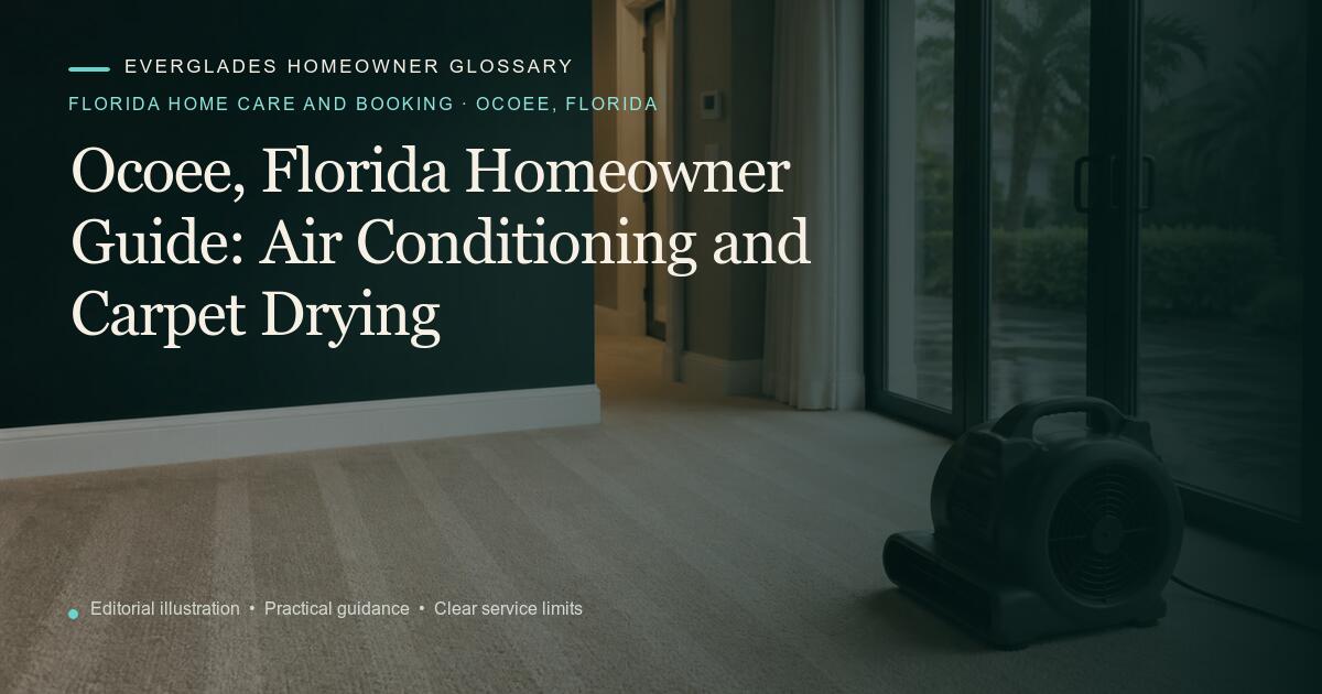 Editorial illustration for Air Conditioning and Carpet Drying, part of the florida home care and booking glossary for homeowners in Ocoee, Florida.