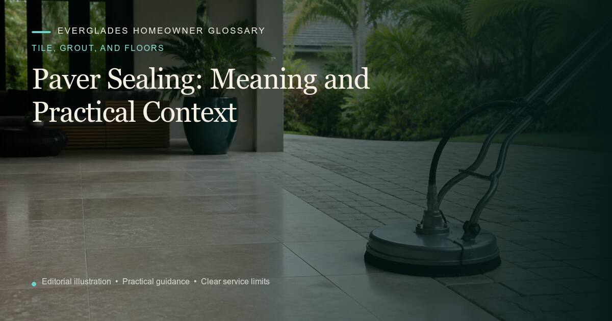 Editorial illustration for Paver Sealing, part of the tile, grout, and floors glossary.