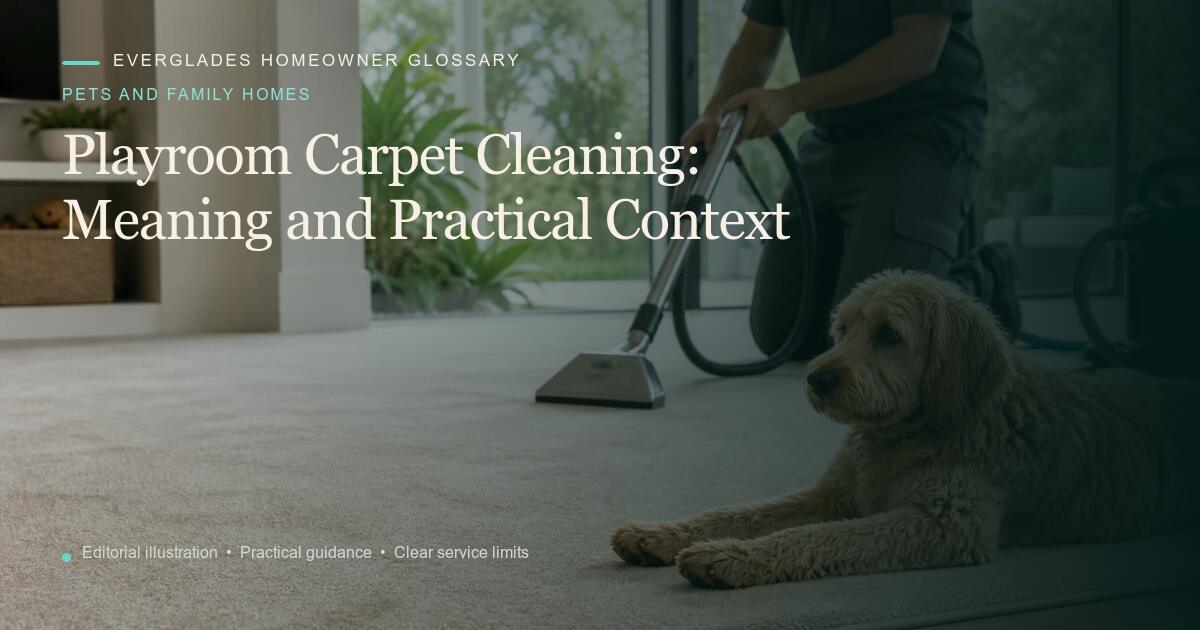 Editorial illustration for Playroom Carpet Cleaning, part of the pets and family homes glossary.