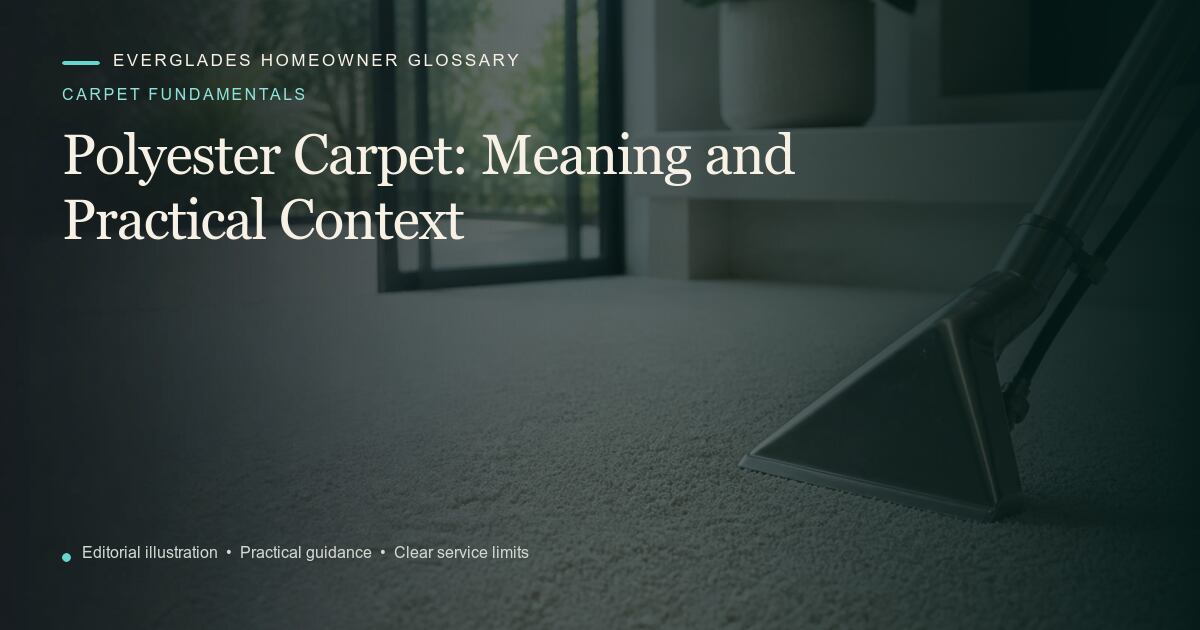 Editorial illustration for Polyester Carpet, part of the carpet fundamentals glossary.