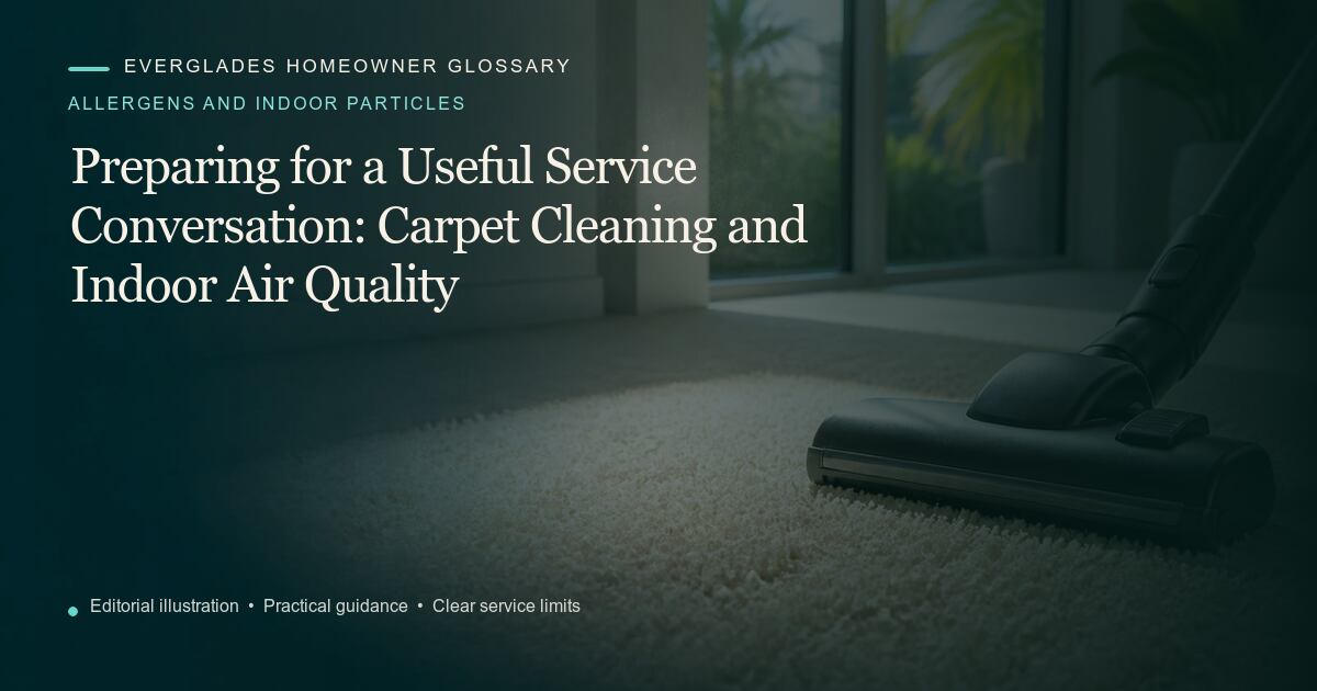 Editorial illustration for Carpet Cleaning and Indoor Air Quality, part of the allergens and indoor particles glossary.