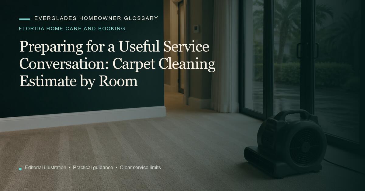 Editorial illustration for Carpet Cleaning Estimate by Room, part of the florida home care and booking glossary.