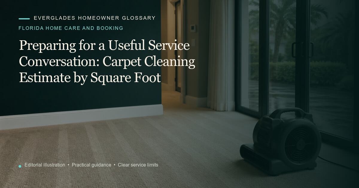 Editorial illustration for Carpet Cleaning Estimate by Square Foot, part of the florida home care and booking glossary.