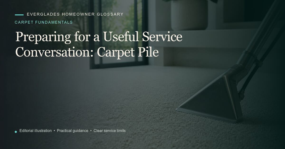 Editorial illustration for Carpet Pile, part of the carpet fundamentals glossary.
