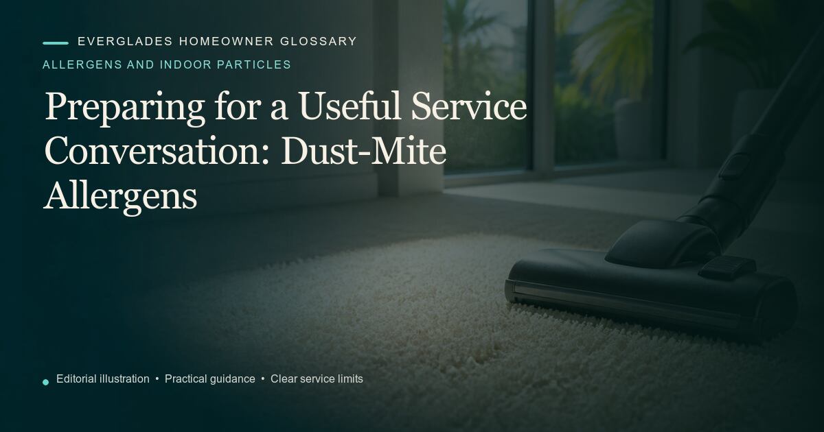 Editorial illustration for Dust-Mite Allergens, part of the allergens and indoor particles glossary.