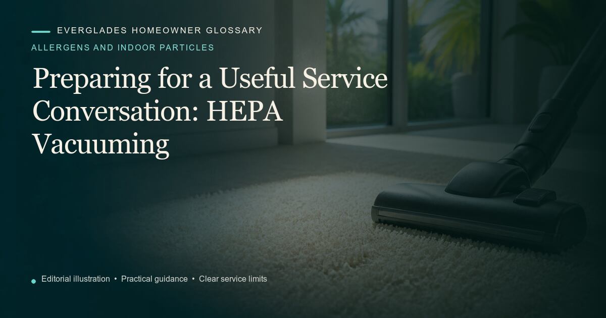 Editorial illustration for HEPA Vacuuming, part of the allergens and indoor particles glossary.