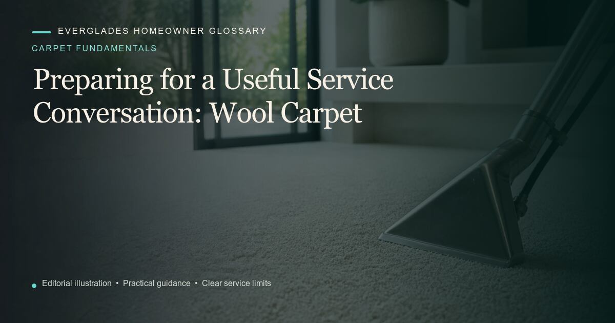 Editorial illustration for Wool Carpet, part of the carpet fundamentals glossary.