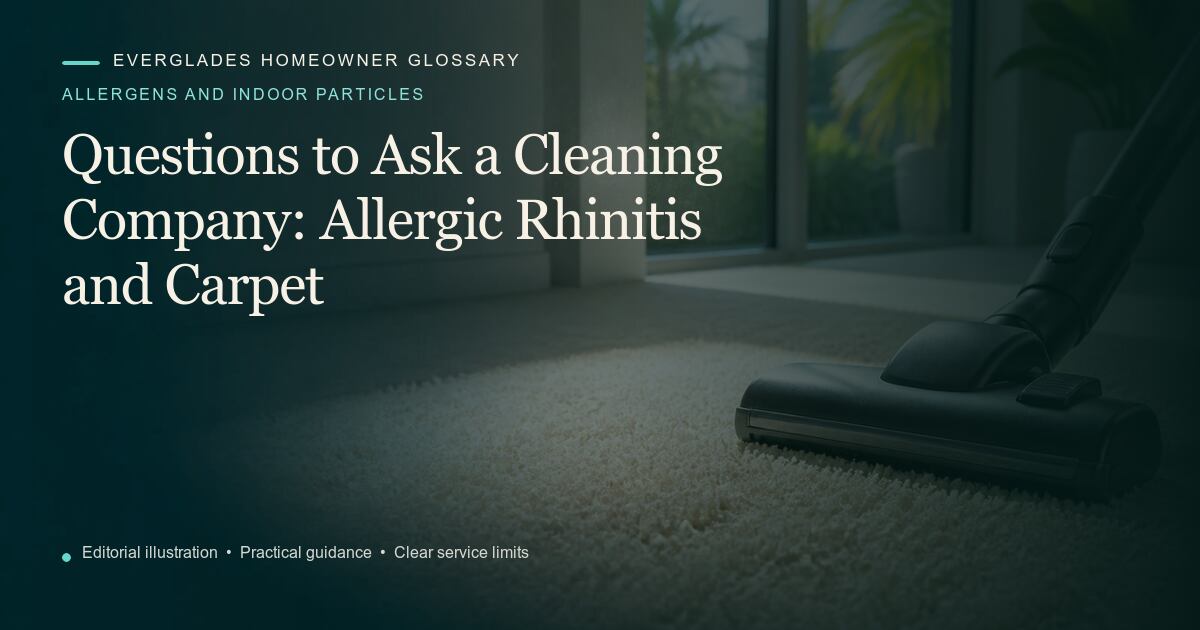 Editorial illustration for Allergic Rhinitis and Carpet, part of the allergens and indoor particles glossary.