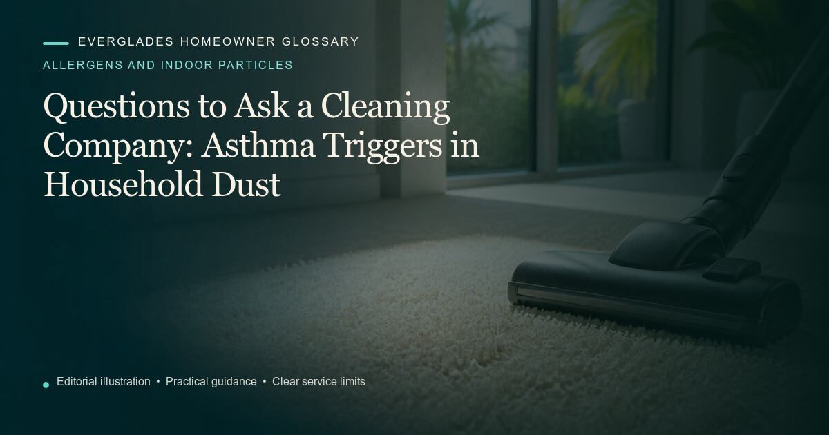 Editorial illustration for Asthma Triggers in Household Dust, part of the allergens and indoor particles glossary.
