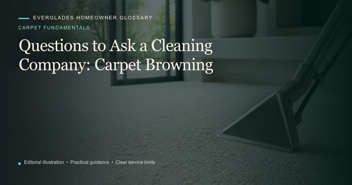 Editorial illustration for Carpet Browning, part of the carpet fundamentals glossary.