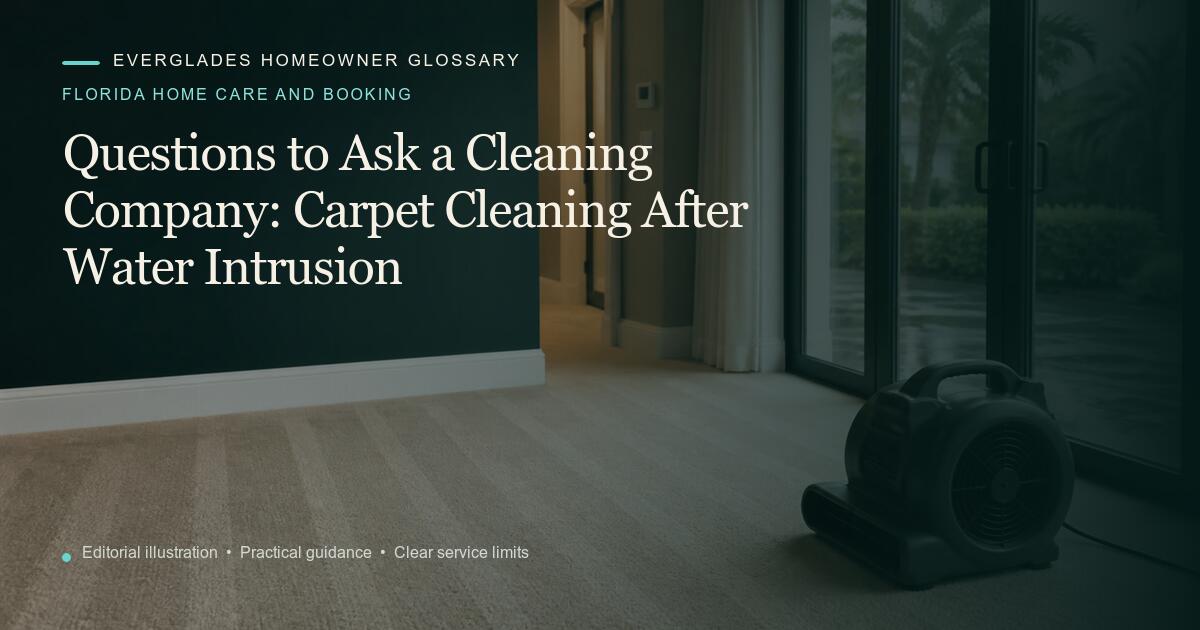 Editorial illustration for Carpet Cleaning After Water Intrusion, part of the florida home care and booking glossary.