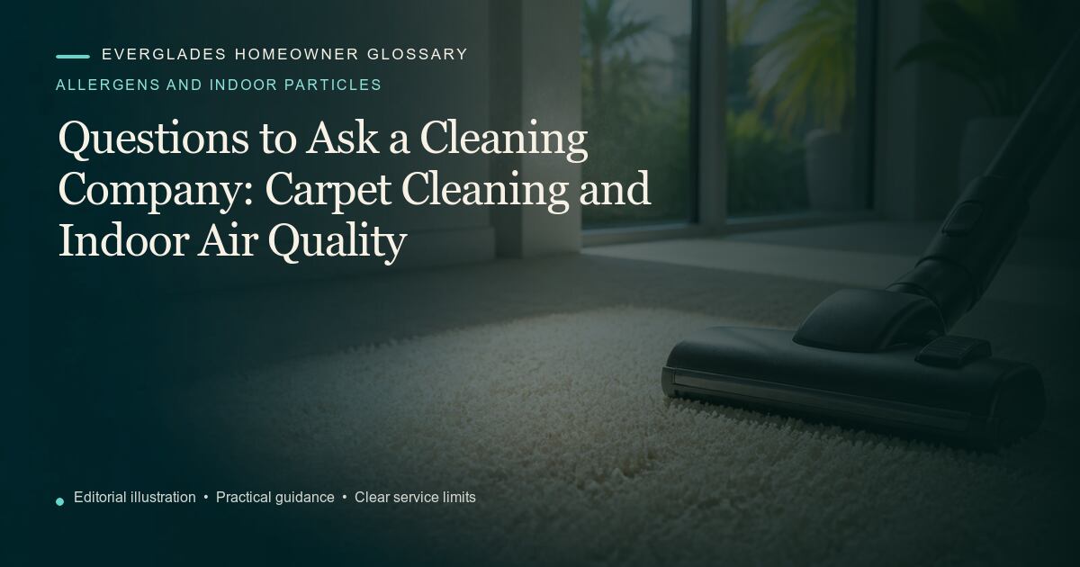 Editorial illustration for Carpet Cleaning and Indoor Air Quality, part of the allergens and indoor particles glossary.