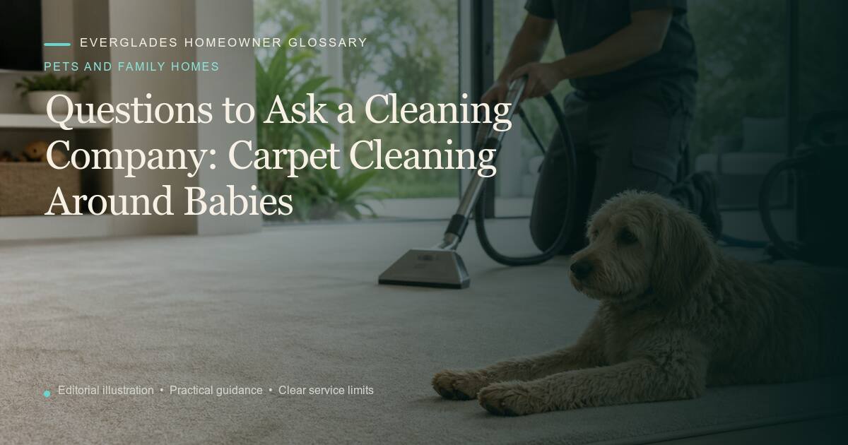 Editorial illustration for Carpet Cleaning Around Babies, part of the pets and family homes glossary.