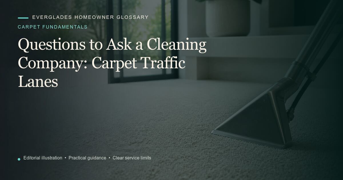 Editorial illustration for Carpet Traffic Lanes, part of the carpet fundamentals glossary.
