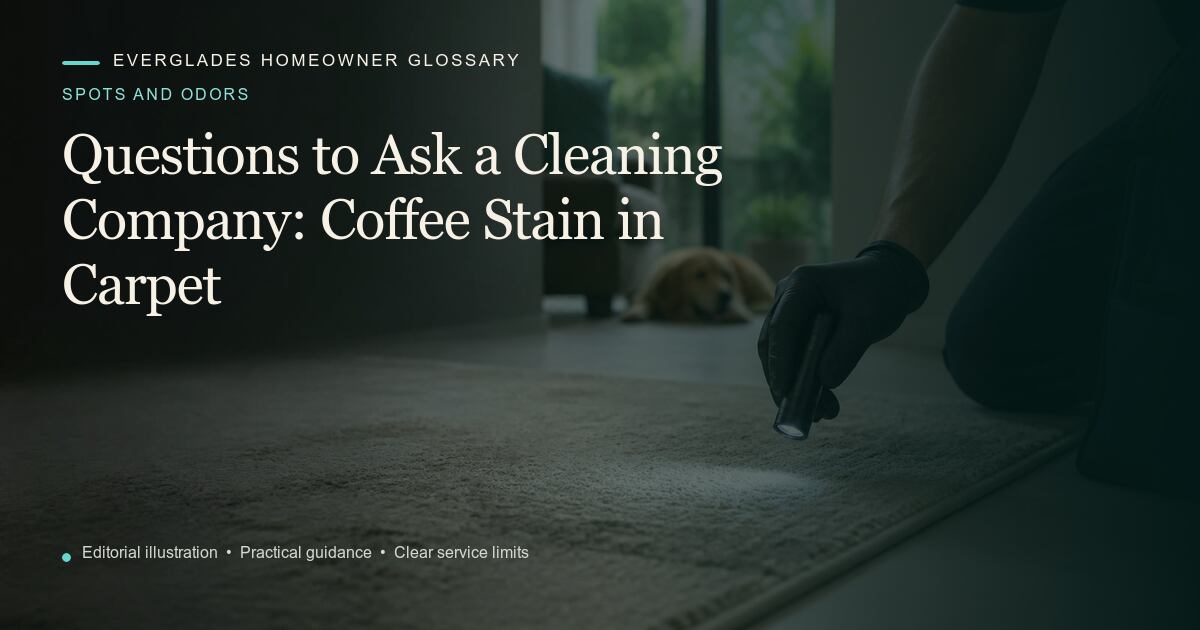 Editorial illustration for Coffee Stain in Carpet, part of the spots and odors glossary.