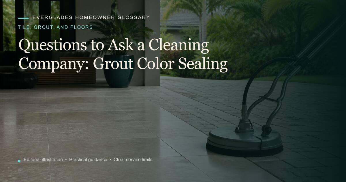 Editorial illustration for Grout Color Sealing, part of the tile, grout, and floors glossary.