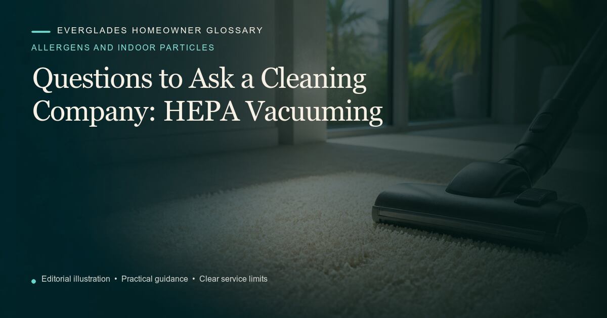 Editorial illustration for HEPA Vacuuming, part of the allergens and indoor particles glossary.