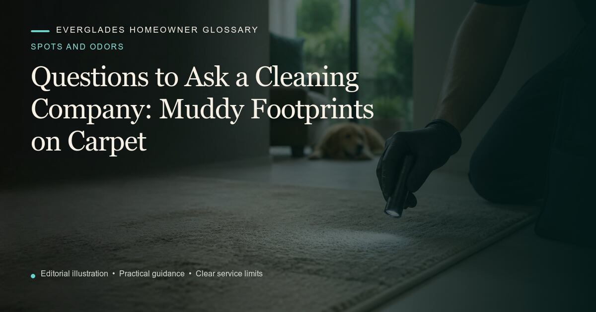 Editorial illustration for Muddy Footprints on Carpet, part of the spots and odors glossary.