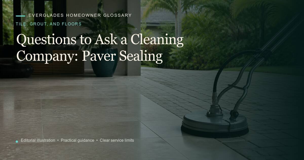 Editorial illustration for Paver Sealing, part of the tile, grout, and floors glossary.