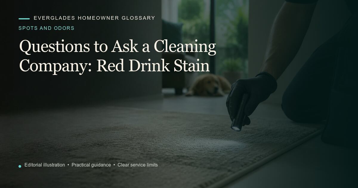 Editorial illustration for Red Drink Stain, part of the spots and odors glossary.