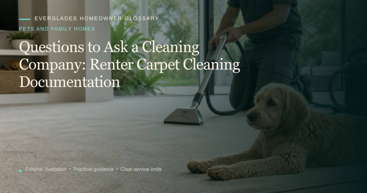 Editorial illustration for Renter Carpet Cleaning Documentation, part of the pets and family homes glossary.