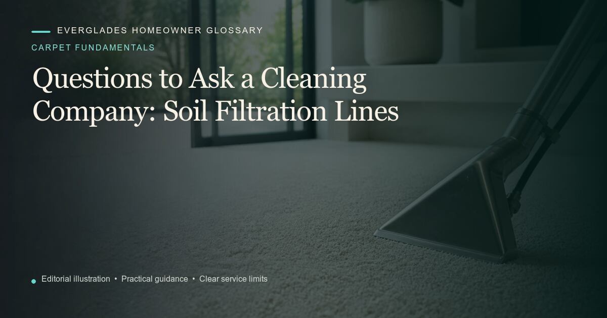 Editorial illustration for Soil Filtration Lines, part of the carpet fundamentals glossary.