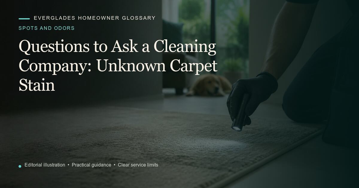 Editorial illustration for Unknown Carpet Stain, part of the spots and odors glossary.