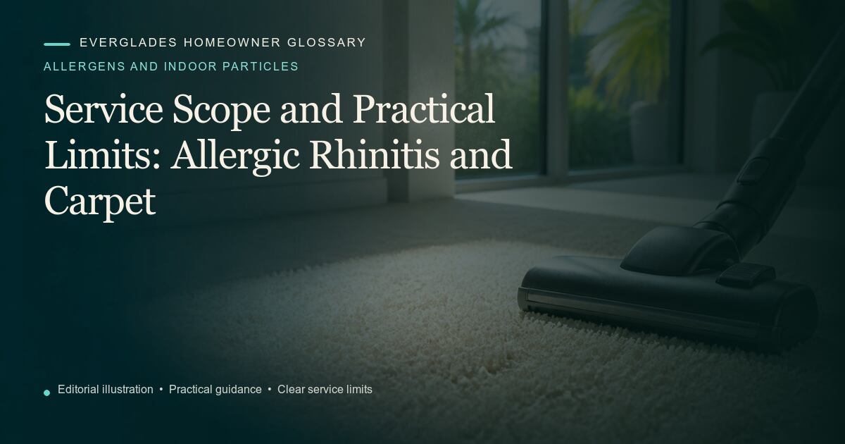 Editorial illustration for Allergic Rhinitis and Carpet, part of the allergens and indoor particles glossary.